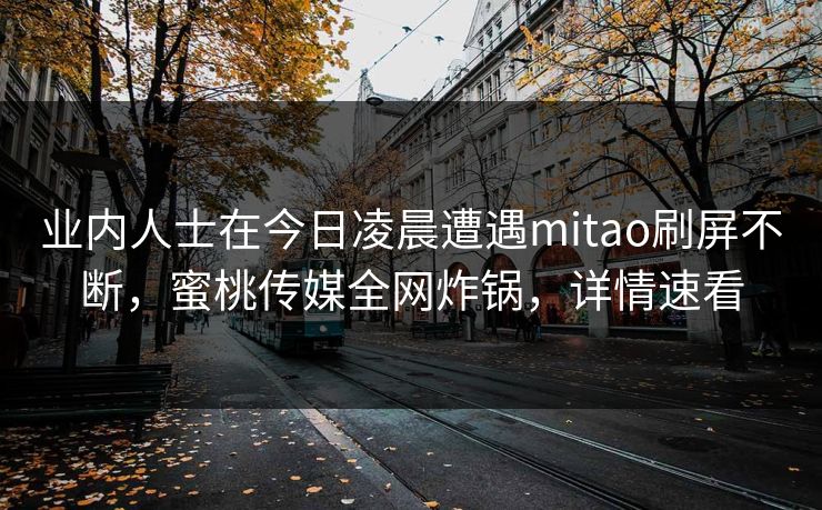 业内人士在今日凌晨遭遇mitao刷屏不断,蜜桃传媒全网炸锅,详情速看 业内人士在今日凌晨遭遇mitao刷屏不断,蜜桃传媒全网炸锅,详情速看
