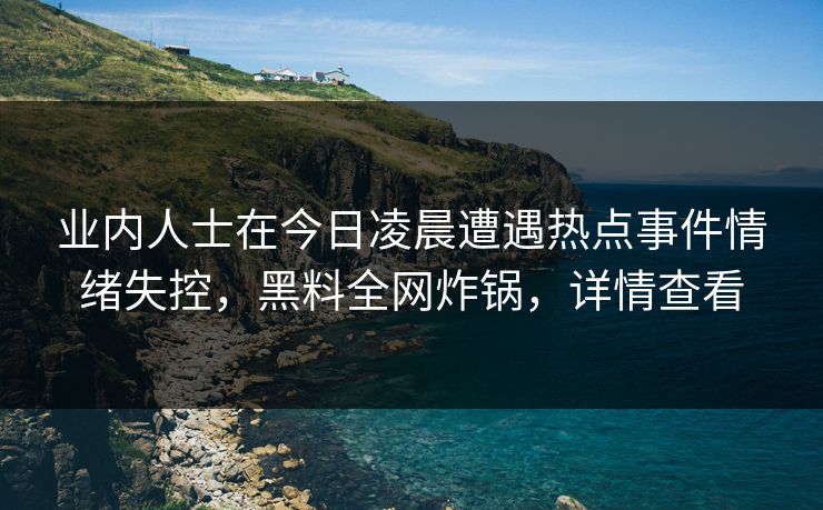 业内人士在今日凌晨遭遇热点事件情绪失控,黑料全网炸锅,详情查看 业内人士在今日凌晨遭遇热点事件情绪失控,黑料全网炸锅,详情查看